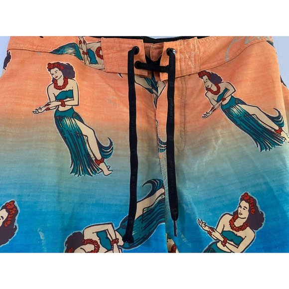 Vintage Hang Ten Hula Girl FlexWave Board Shorts - Picture 3 of 5